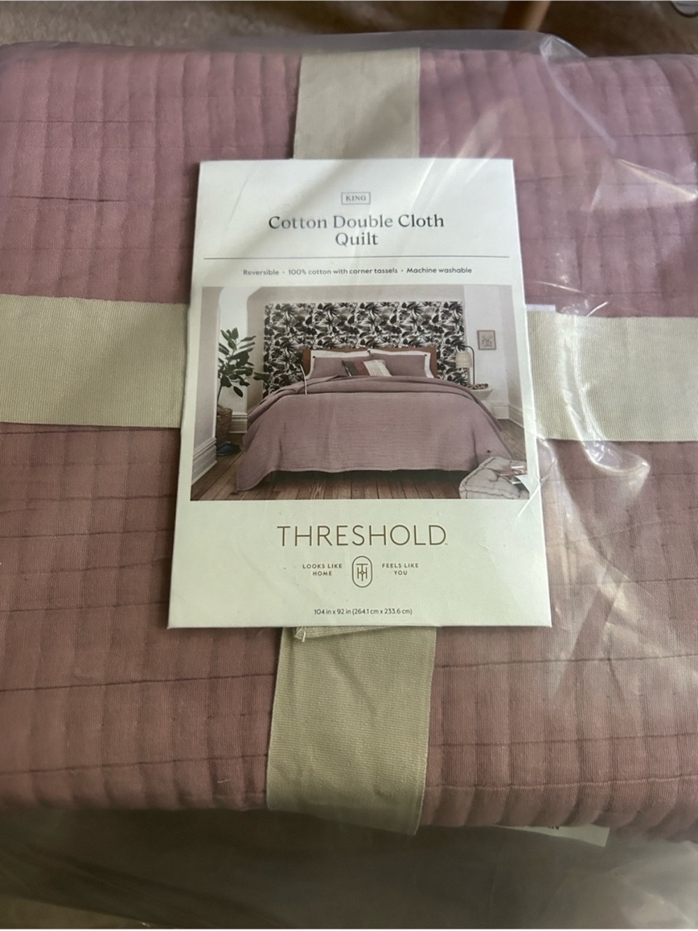 Threshold King Mauve Double Cloth Quilt